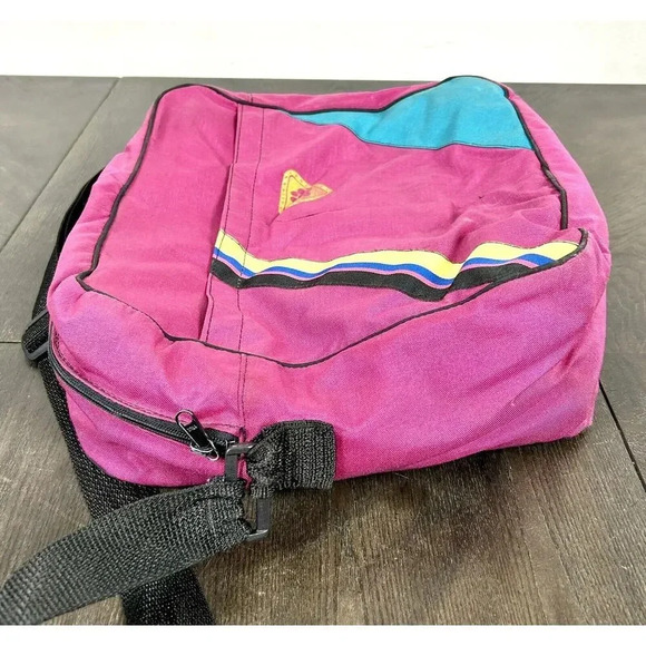 Vintage 80’s Hot Pink Teal Coleman Insulated Zip Cooler With Pockets And Strap - Picture 6 of 14